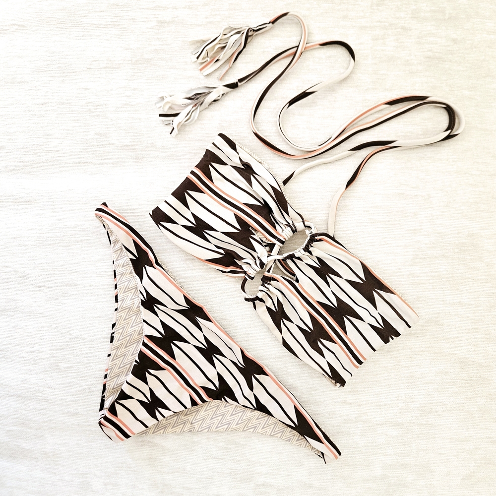 Acacia Geometric Bikini Set With Lumahai Top - Hawaiian Swimwear Set
